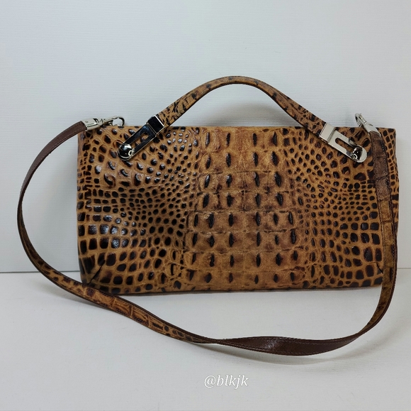 Due Fratelli Leather Shoulder Bag *Brown/Tan* EUC - Picture 1 of 16